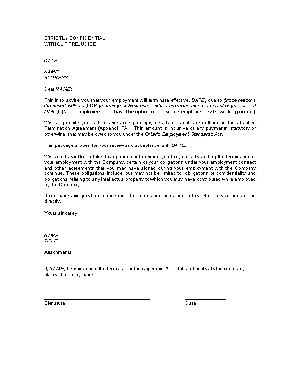 Sample Termination Template - PDFSimpli