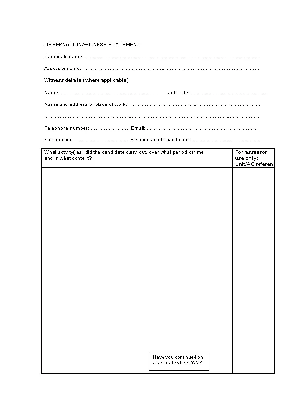 Sample Witness Statement Template Free Download