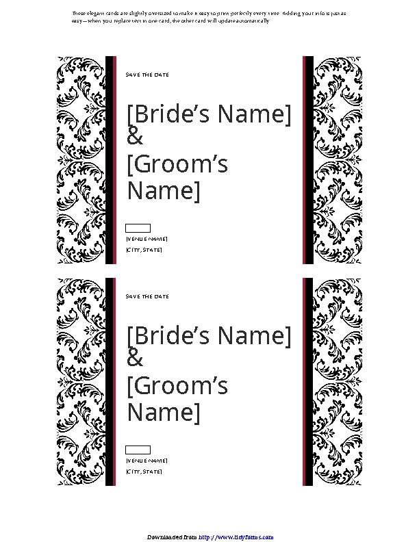 Save The Date Card Black And White Wedding Design
