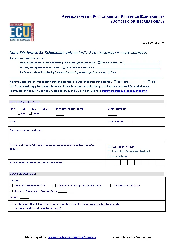 School Applicaton Form Word Document Free Download