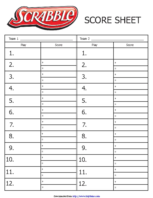 Scrabble Score Sheet 2 PDFSimpli