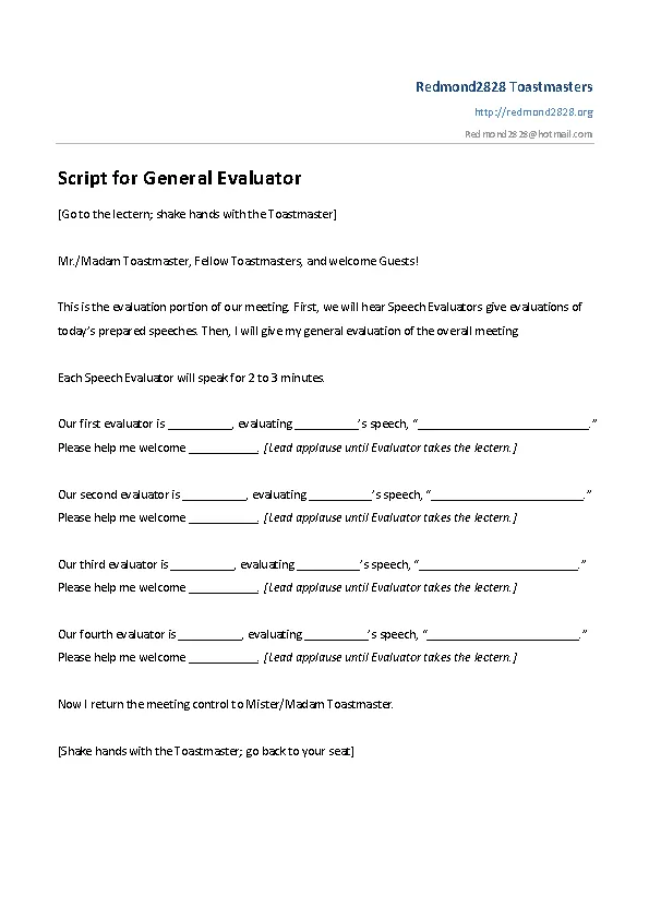 Script General Evaluator And Checklist