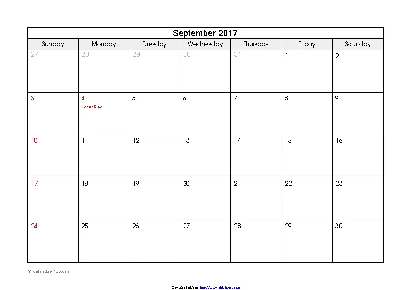 September 2017 Calendar 3