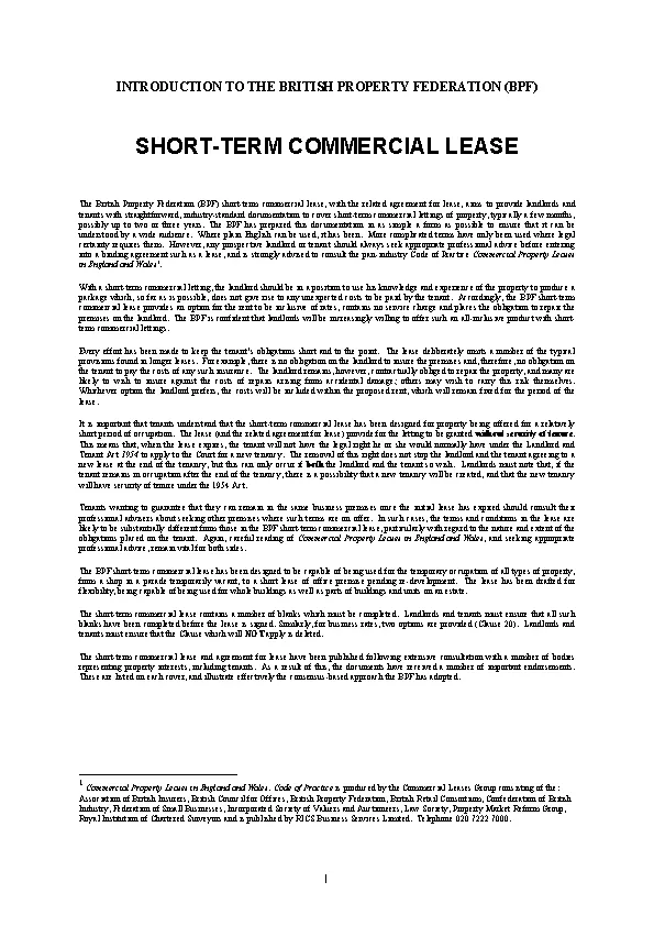 Short Term Commercial Lease Template PDFSimpli