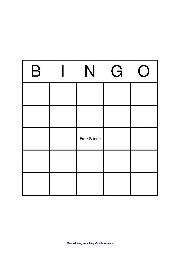 Simple Blank Bingo Board Pdf