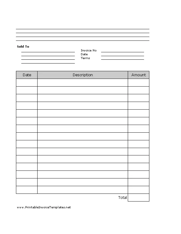 Simple Invoice Lined Portrait - PDFSimpli