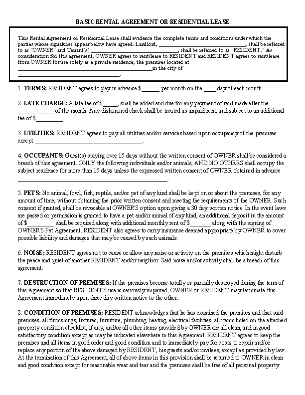 Simple Rental Agg Simple One Page Building Rental Agreement - PDFSimpli