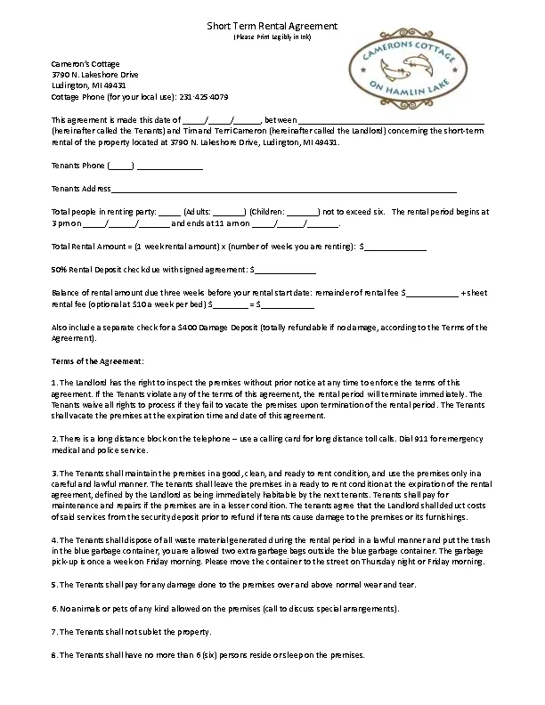 Simple Rental Templates Pdf - PDFSimpli