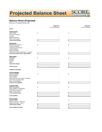 Small Business Balance Sheet