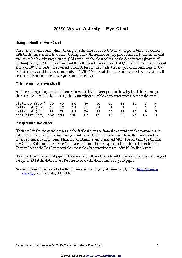 Snellen Eye Chart - PDFSimpli