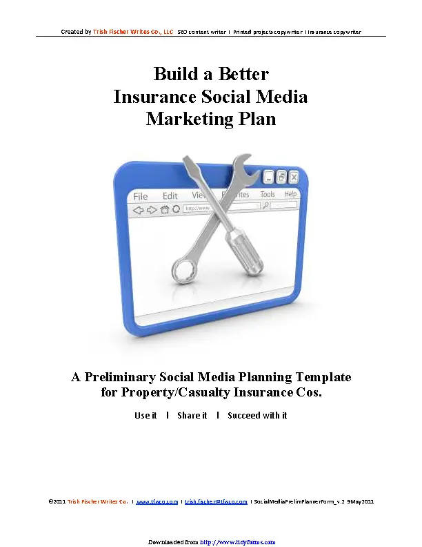 Social Media Marketing Plan Template 3 For Property And Casualty Insurance