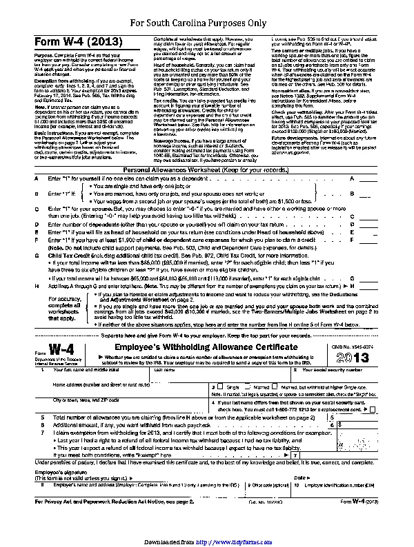 South Carolina Form W 4 2013 - PDFSimpli