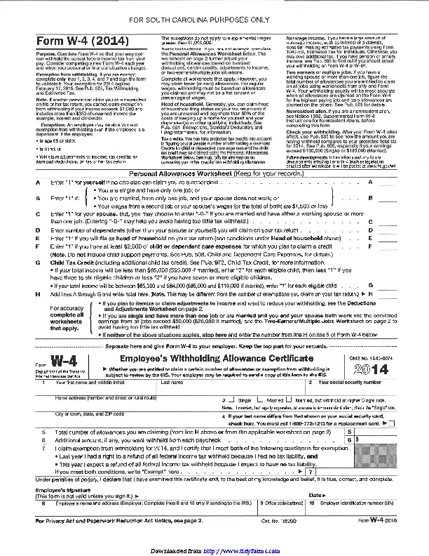 South Carolina Form W 4 2014 - PDFSimpli