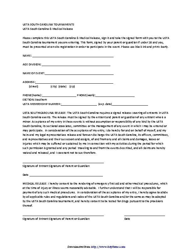 South Carolina Medical Release Form 1 - PDFSimpli