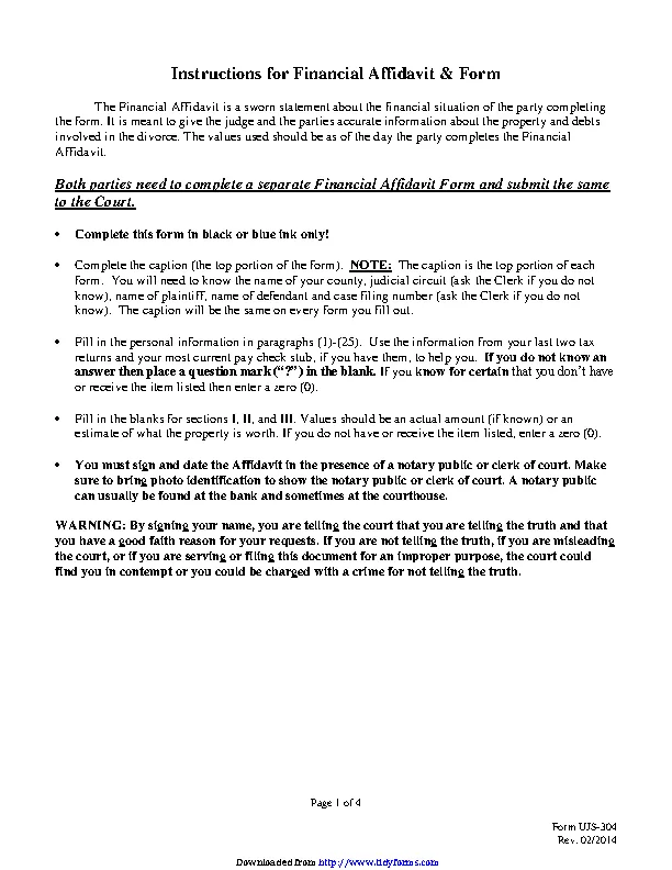 South Dakota Financial Affidavit Form PDFSimpli