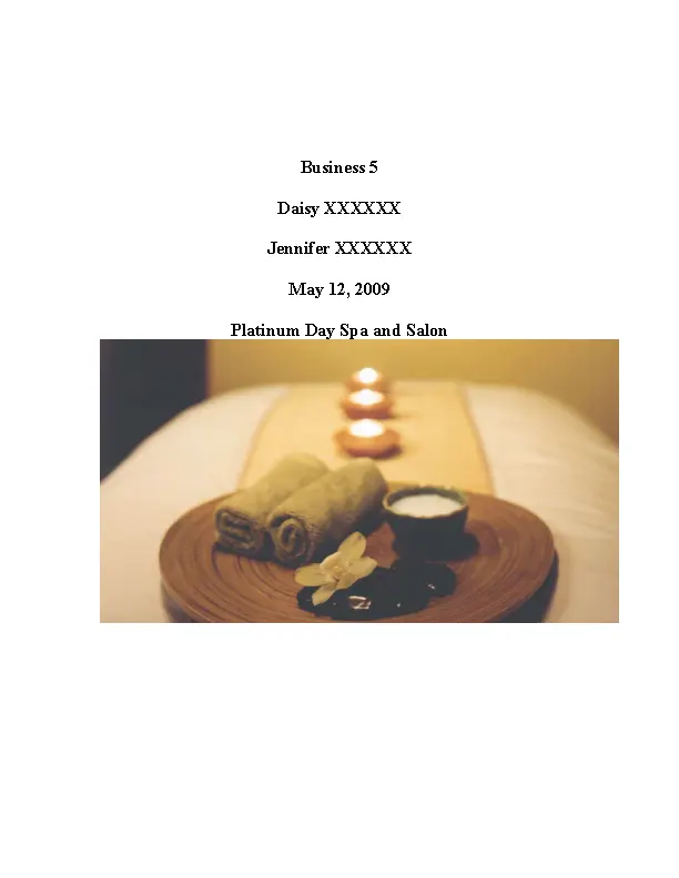 Spa And Salon Business Plan Sample PDFSimpli