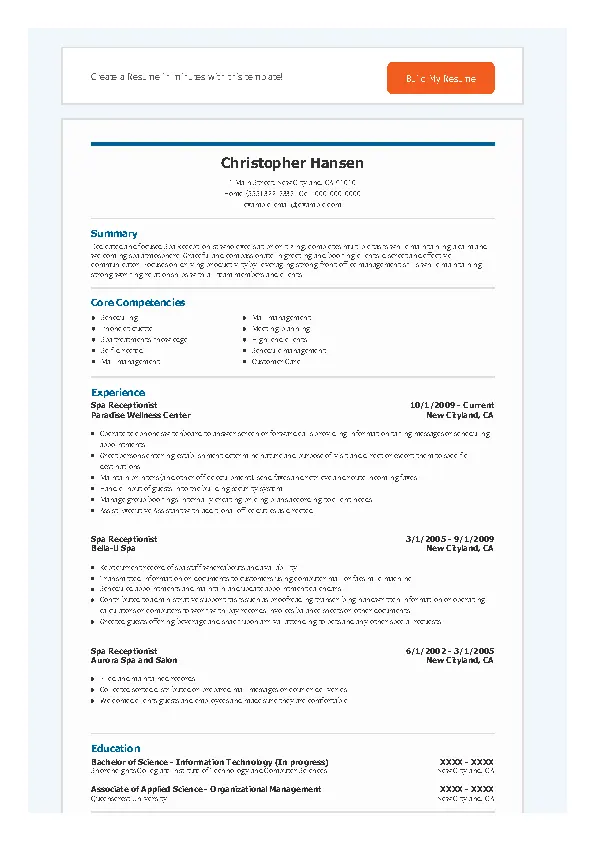 Spa Receptionist Resume PDFSimpli   Spa Receptionist Resume.webp