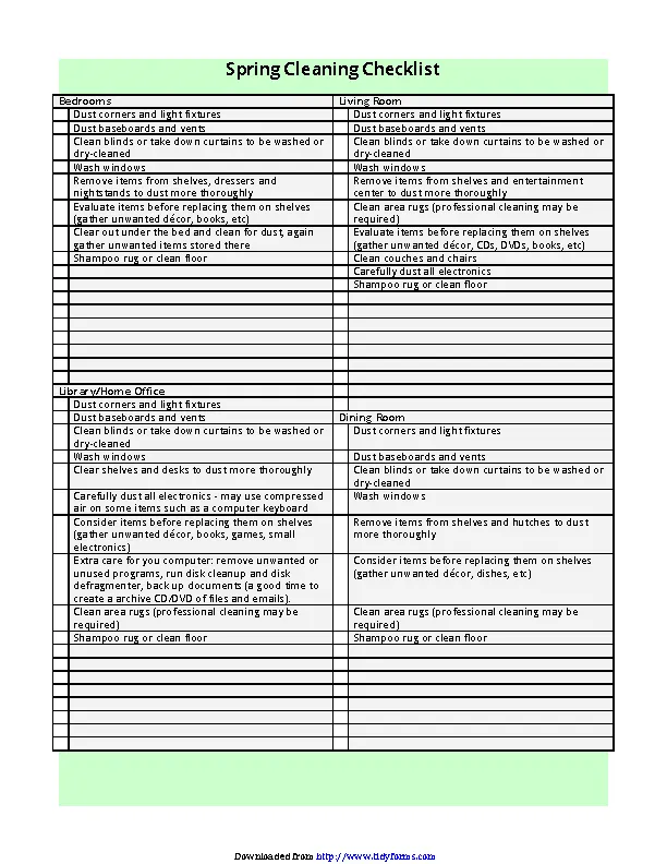 Spring Cleaning Checklist 2