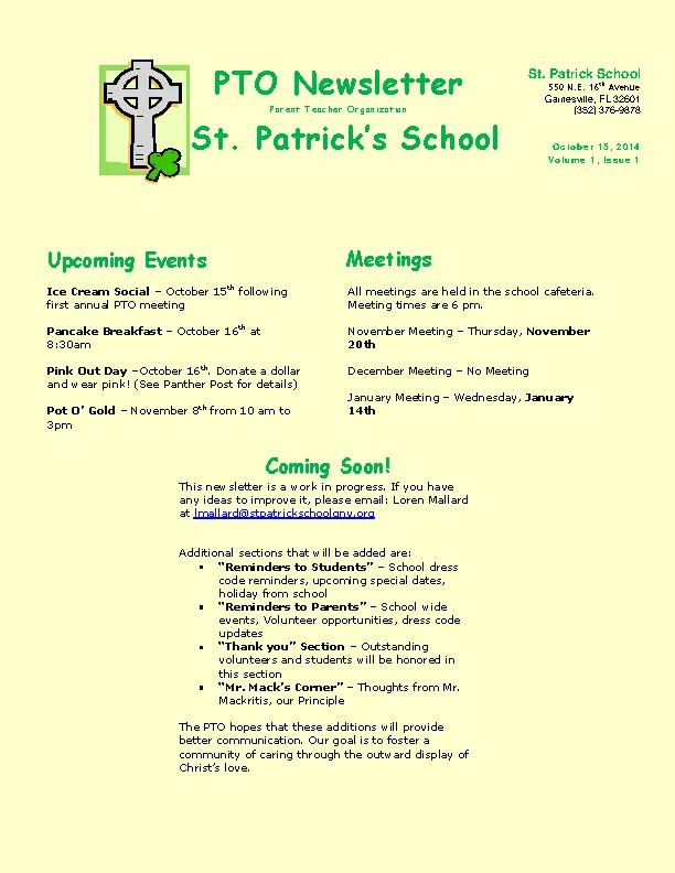 St Patricks Day Newsletter