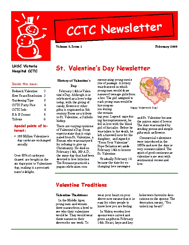 St Valentines Day Newsletter