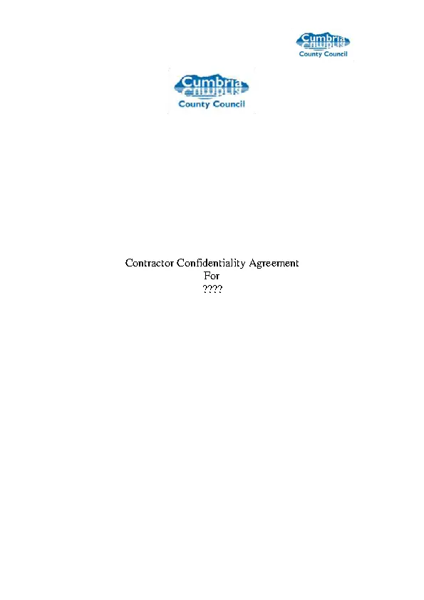 Standard Contractor Confidentiality Agreement Sample
