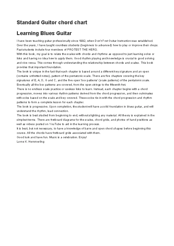 Standard Guitar Chord Chart Template PDFSimpli