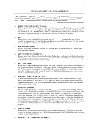 Standard Residential Lease Agreement PDF