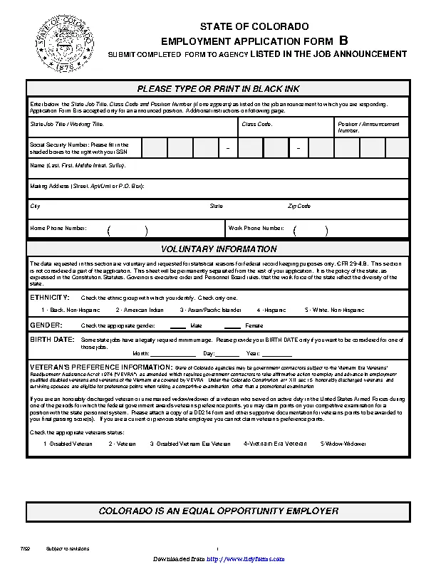 State Of Colorado Employment Application Form B Pdfsimpli 4044