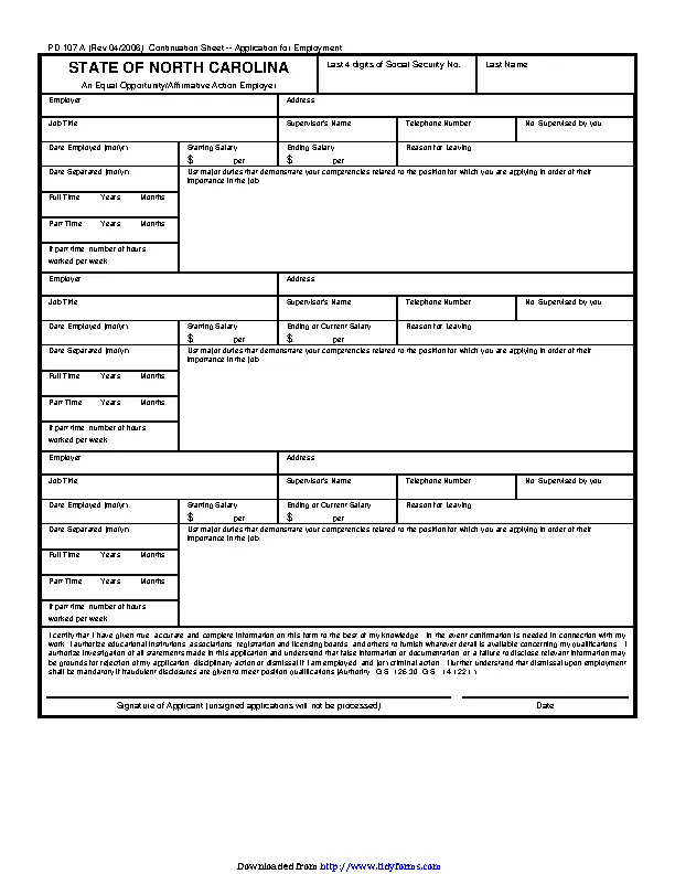State Of North Carolina Application For Employment 3