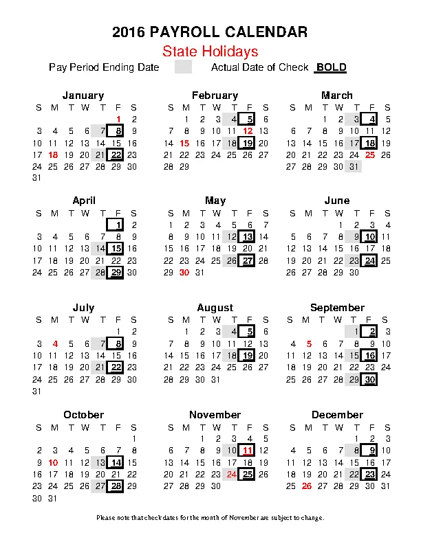 State Payroll Calendar Template PDFSimpli