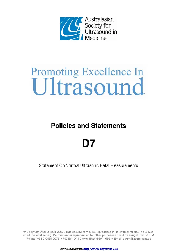 Statement On Normal Ultrasonic Fetal Measurements