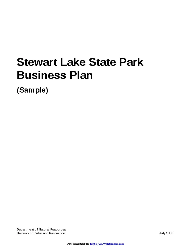 Stewart Lake State Park Business Plan Sample