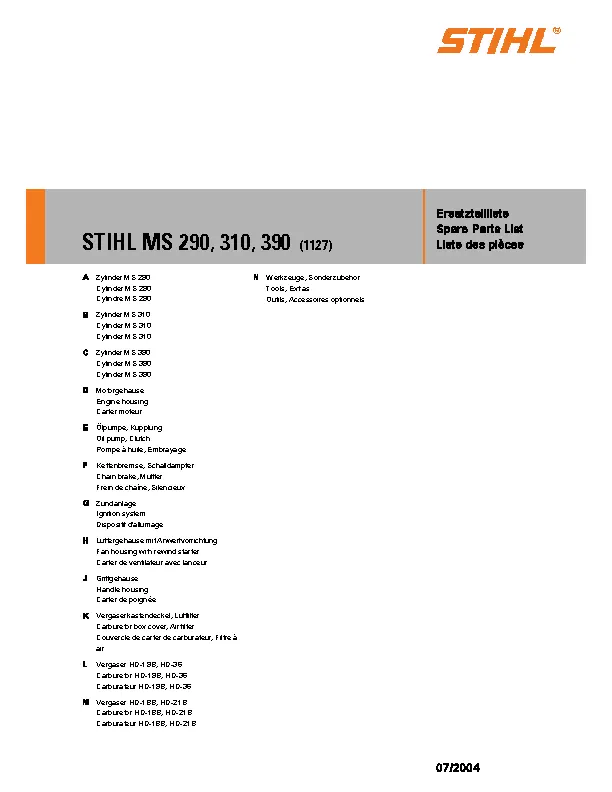 Stihl Parts List Sample