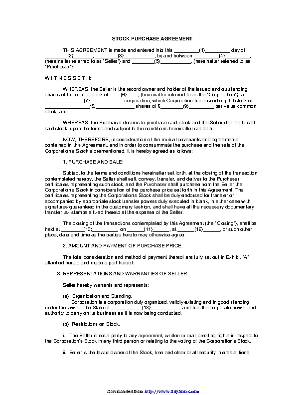 Stock Purchase Agreement 1