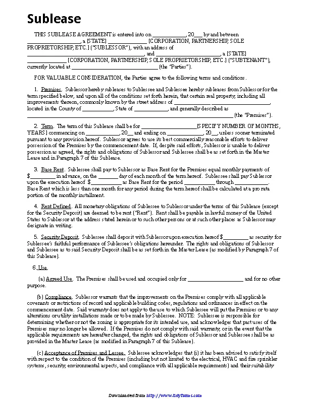 Sublease Agreement 3 - PDFSimpli