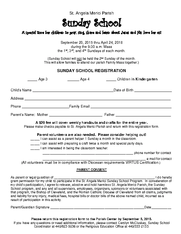 Sunday School Registration Certificate Template