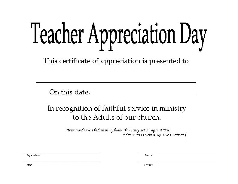 Sunday School Teacher Certificate Template