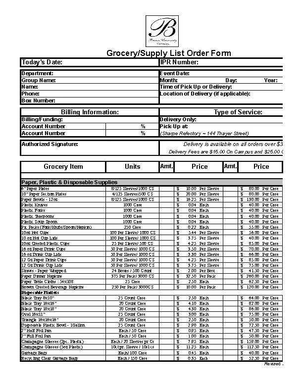 Supply Order Form Template Excel