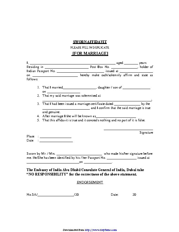 Sworn Affidavit For Marriage Pdfsimpli 6111