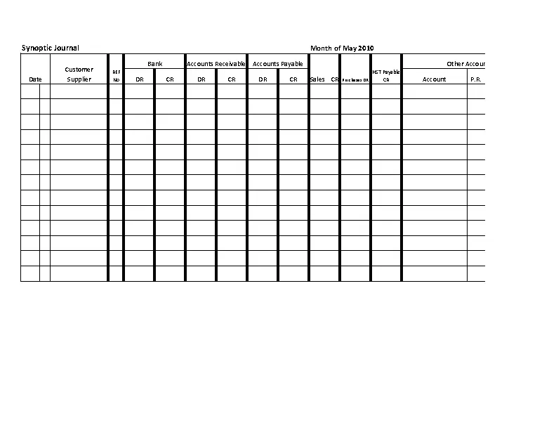 Synoptic Journal Template Excel - PDFSimpli