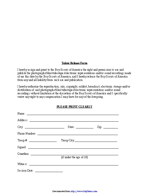 Talent Release Form 2