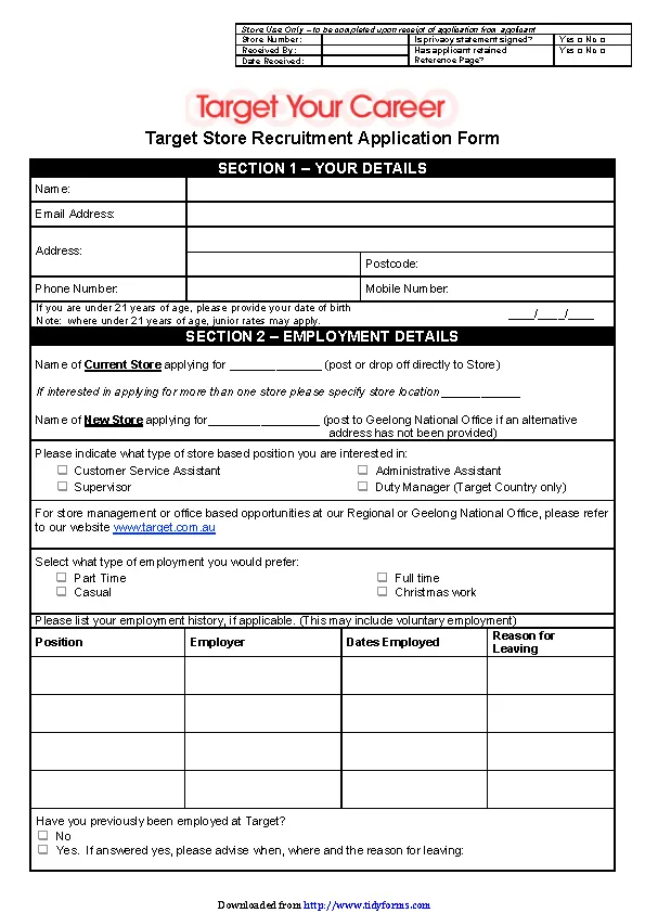Target Application Form