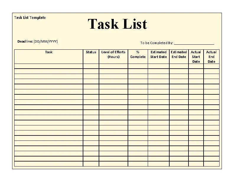Task List Template 1