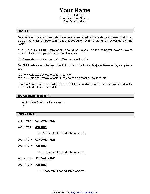 Teacher Resume Template PDFSimpli Teacher Resume Template PDFSimpli