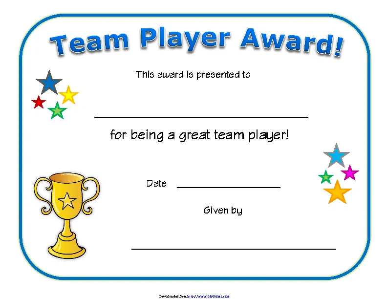 Team Player Certificate - PDFSimpli