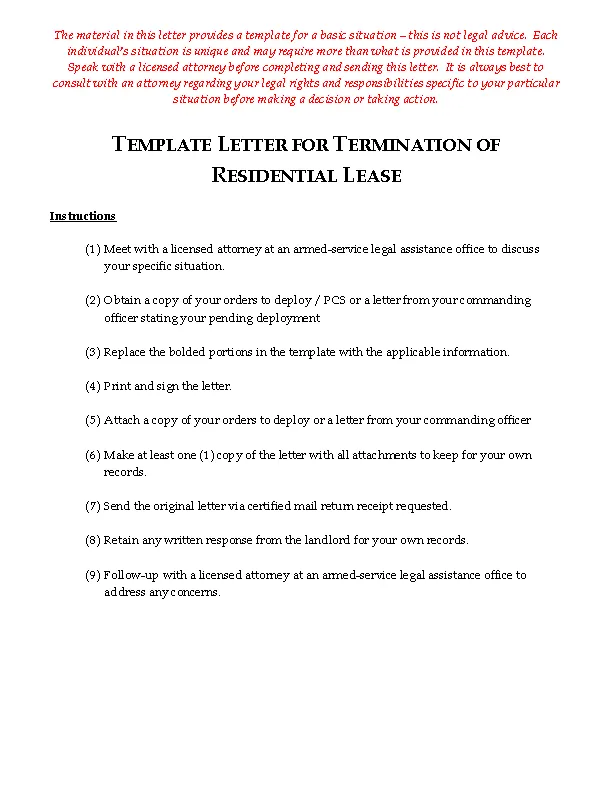 Template Letter For Termination Of Residential Lease PDFSimpli