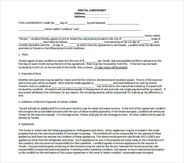 Tenant Rental Agreement Template Free Word1 - PDFSimpli