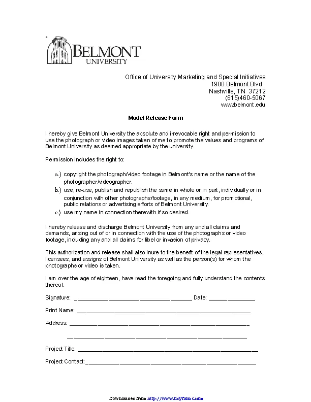 Tennessee Model Release Form 1