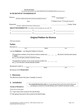 Texas Divorce Petition PDF