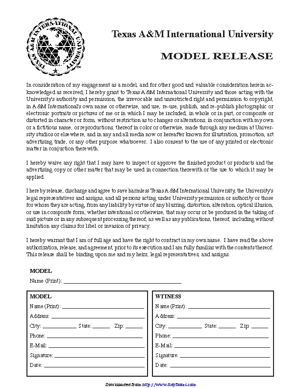 Texas Model Release Form 1
